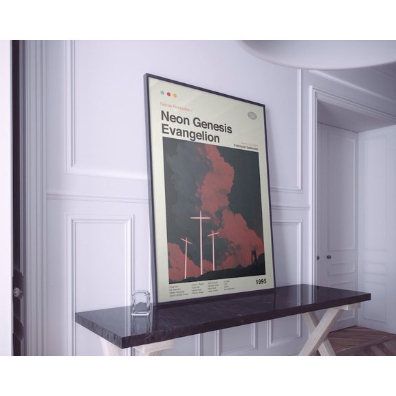 Minimalist Futuristic Mecha Theme Neon Genesis Evangelion Anime Poster Print Wall Art Decor 8x12 UNFRAMED