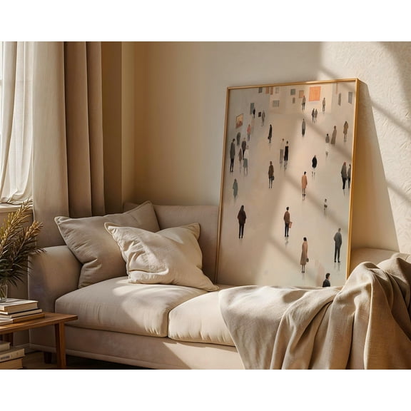 Minimalist Gallery Tiny People Exhibit Museum Living Room Bedroom Office Decor Wall Art Unframed Paper Print