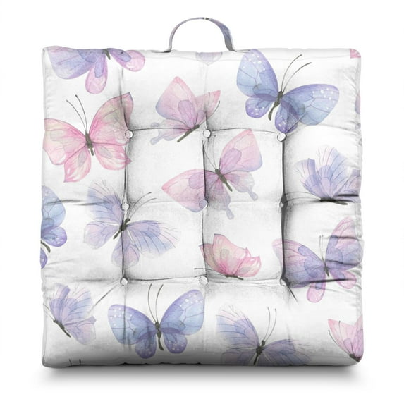 Minimalist Geometric Butterfly Pattern Meditation Cushion Supportive Floor Seating Pad for Adults
