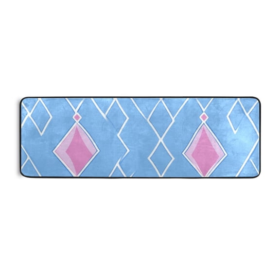 Minimalist Geometric Lines Rhombus Runner Rug for Hallways Kitchen Non Slip 2'x 6' Washable Hall Carpet for Bedroom Entryway Laundry Room