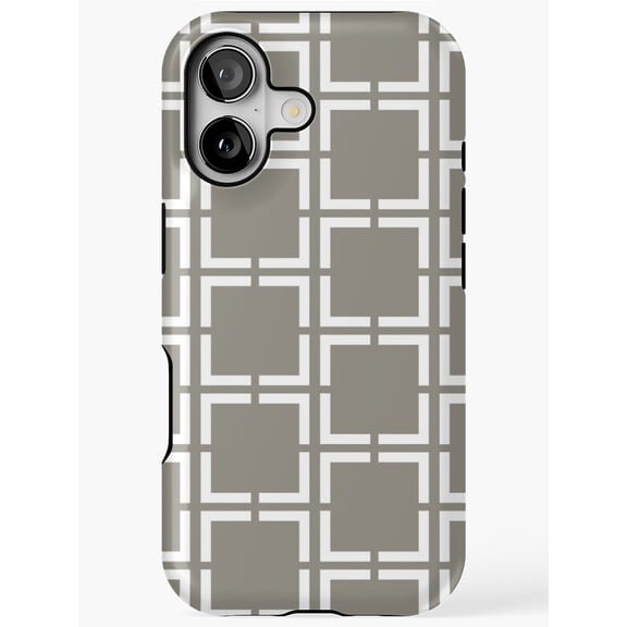 Minimalist Geometric Squared Grey White Art iPhone Case 11 12 13 14 15 16 17 Pro Max