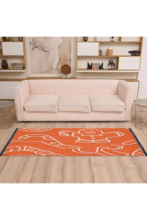 Minimalist Gingerbread Man 72x23.5" Bedroom Runner Rug, Durable and Non-Slip for Hallways and Living Rooms