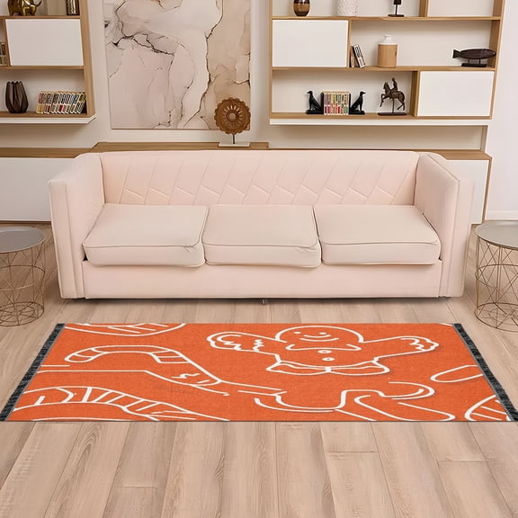 Minimalist Gingerbread Man 72x23.5" Bedroom Runner Rug, Durable and Non-Slip for Hallways and Living Rooms