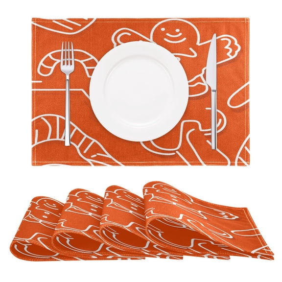 Minimalist Gingerbread Man Reversible Placemat Non Slip Coffee Mat 18x12 Inch for Dining, Kitchen, Coffee