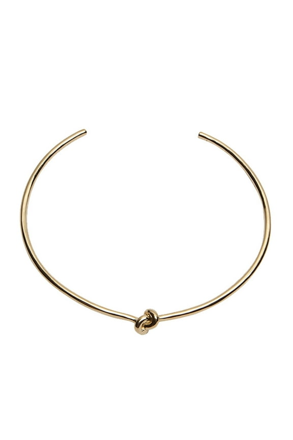 Minimalist Gold Knot Choker Necklace for Women - Adjustable Chain with Gift Box, Sculptural Jewelry Ready to Gift - Gold