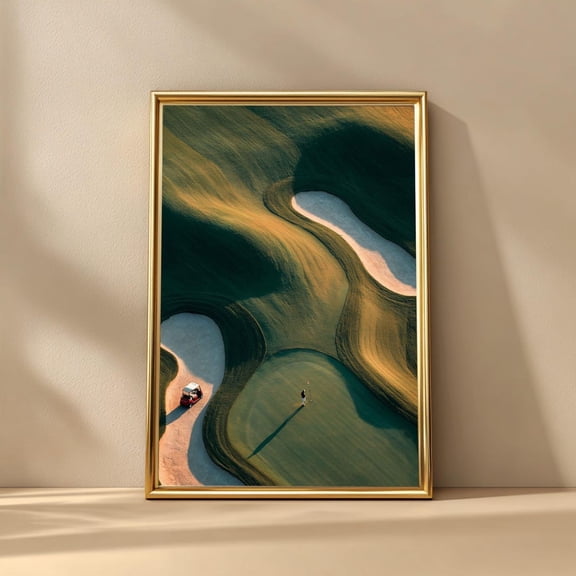 Minimalist Golf Wall Art Print, Sand Trap And Tiny Golfer Decor