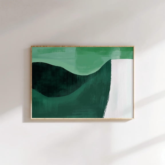 Minimalist Green Abstract Landscape Print, Modern Rolling Hills Wall Art, Dark Emerald And Sage Green Nature Wall Art, Modern Wall Decor, 16x24 UNFRAMED