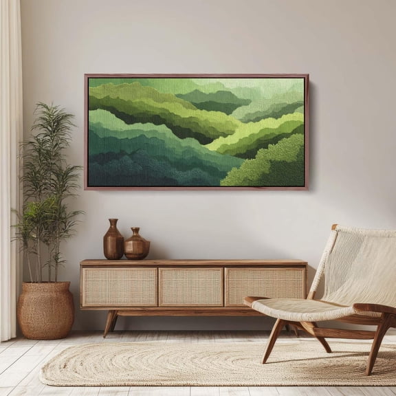 Minimalist Green Hills Textured Mountain Wall Art Unframed Paper Print
