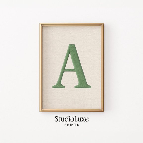 Minimalist Green Monogram A Classic Typography Poster Unframed Paper Print