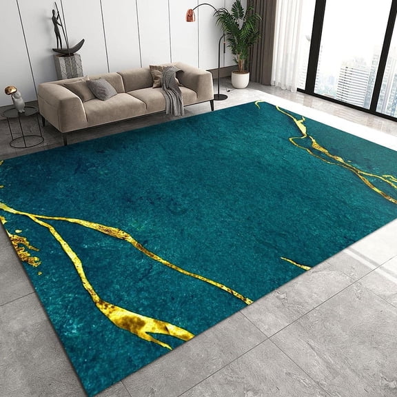 Minimalist Green Rugs For Living Room, Luxury Emerald Green Area Rug, Easy Clean Soft Printed Anti-Slip Rug For Entrance Dining Room Patio Bedroom Bedside Carpet