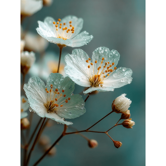 Minimalist Gypsophila Breath Floral Canvas Spring Photography Home Wall Decor