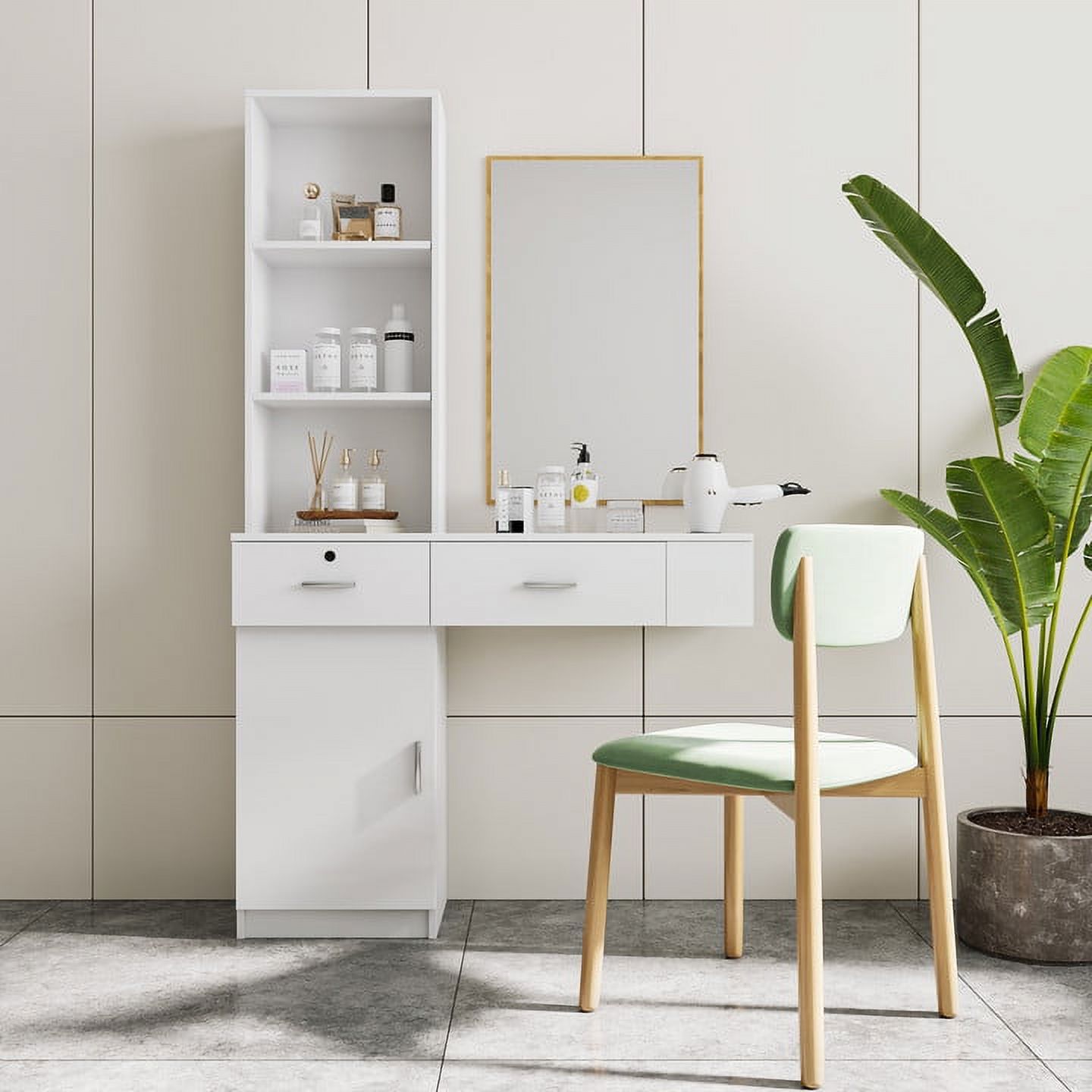 Minimalist Hair Table, Dressing Table with Multi-Level Storage ...