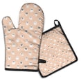 thumbnail image 1 of Minimalist Halloween Ghost Pattern Kitchen Oven Mitt and Pot Holder Sets 2 Pcs for Baking, Cooking and Grilling, Heat Resistant Up To 392 °F, 1 of 7