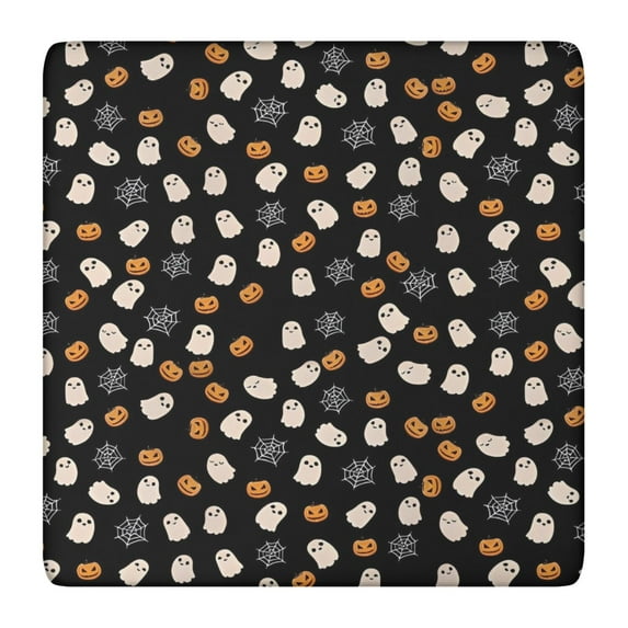 Minimalist Halloween Pattern Square Fitted Tablecloth with Elastic Edge,Square Table Cover,Washable Elastic Table Cover for Home Kitchen Party Decor 36"x36"