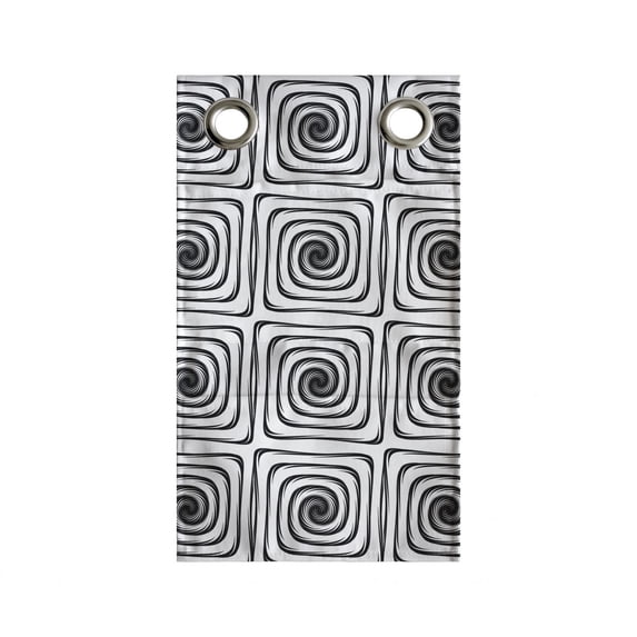 Minimalist Hanging Pocket Organizer, Simplistic Square Shaped Spiral Labyrinth Geometric Pattern Art Deco, Printed Polyester Storage Bag with Pockets, 9" x 27", Dark Blue Grey White