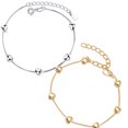 thumbnail image 1 of Minimalist Heart Bracelet Set for Women - Gold & Silver Dainty Love Charm Bracelets 2pcs, 1 of 4