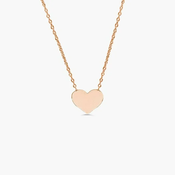 Minimalist Heart Pendant Necklace – 14K Rose Gold Plated Solid 925 Sterling Silver