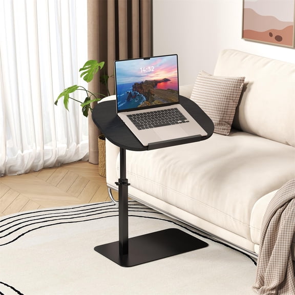 Minimalist Height Adjustable End Table, Side Table Sofa Tray for Couch 360° Swivel Laptop Stand for Couch Recliner, c-Shaped Small Bedside Tables for Couch Bedside Hospital Bed
