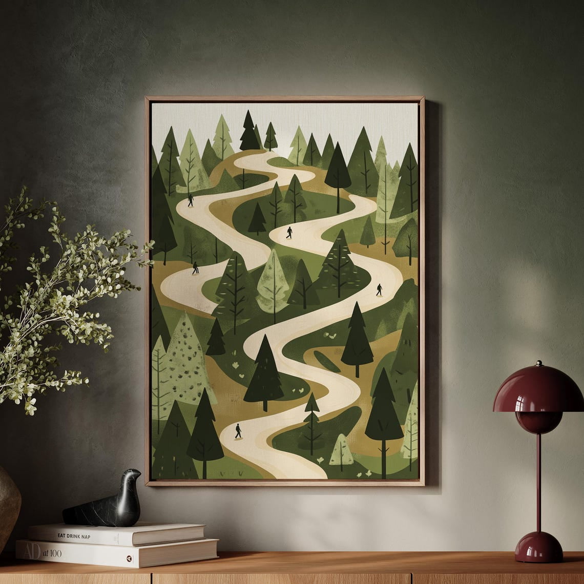 Minimalist Hiking Trail Art Print – Serene Forest Path Nature Wall ... - Wall Art For Outdoorsy People
