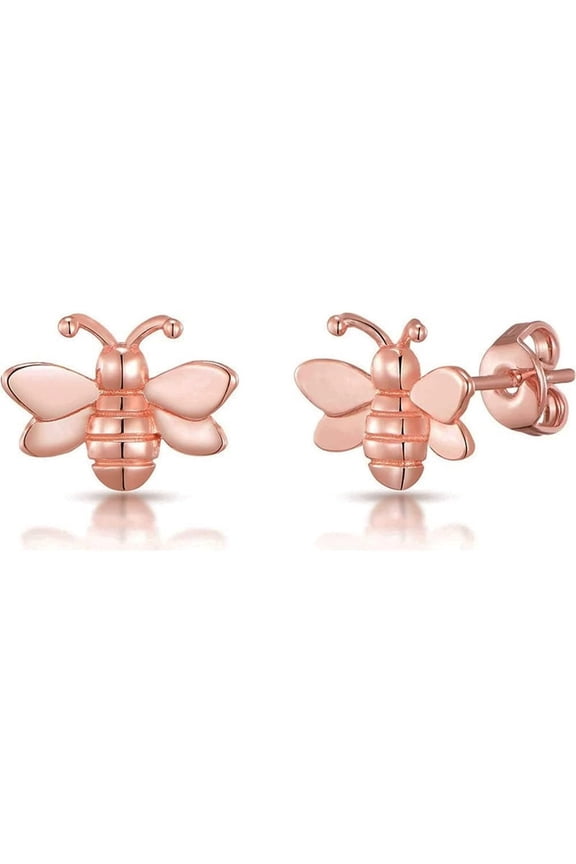 Minimalist Honeybee Small Stud Earrings for Women 925 Sterling Silver Bee Cartilage Tragus Earrings Studs Bumble Bee Earrings Simple Jewelry Gifts