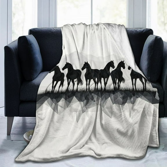 Minimalist Horse Throw Blanket Ultra Soft Cozy Decorative Flannel Blankets for Home Bed Couch Chair Travel 50x40