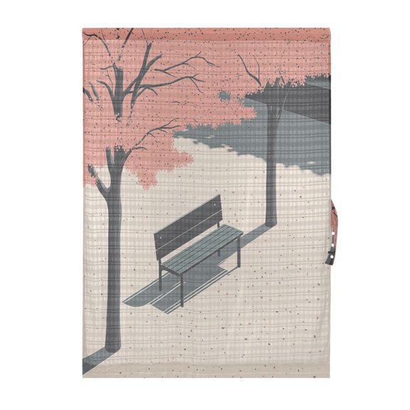 Minimalist Illustration Bench Door Curtain 25x40in Privacy Mesh with UV Protection Tie Back Rod Pockets