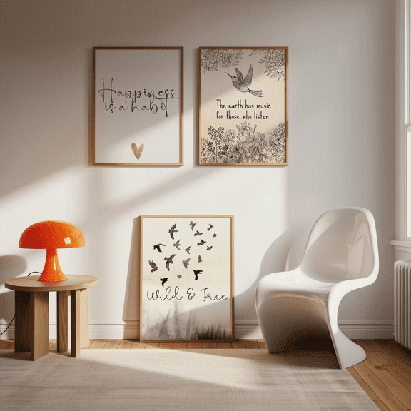 Minimalist Inspirational Quote Modern Boho Neutral Poster Set 3 Prints Set 3 , Stretched Canvas