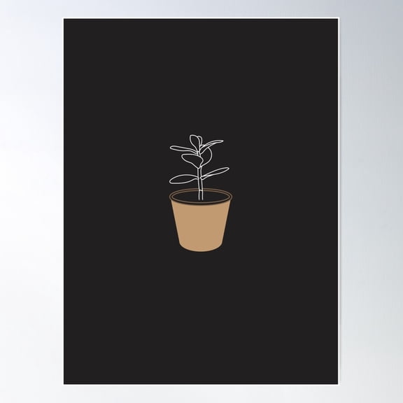 Minimalist Jade Plant In Pot Line Art Poster Wall Art, Modern Wall Decor For Living Room Bedroom, 16x24 UNFRAMED