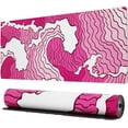 thumbnail image 1 of Minimalist Japanese Wave Extended Gaming Computer Mouse Pad, Cute Anime Mouse Pad for Desk, Kawaii Pink Desk Mat for Keyboard and Mouse, Pink, 31.5 x 11.8 x 0.12 inches, 1 of 6