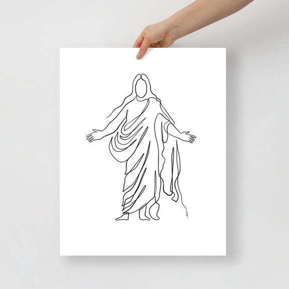 Minimalist Jesus Line Art Savior Portrait Simple Christ Drawing Wall Art Print