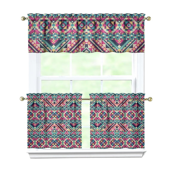 Minimalist Kitchen Curtains 3 PCS - Clean White Semi-Sheer, Rod Pocket Design, 54" Valance + 2x27.5" Tier Panels