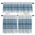 thumbnail image 1 of Minimalist Kitchen Curtains Valances and Tiers Set of 3 Country Haze Blue Gradient Stripes Tier Curtains and Valance with Rod Pocket for Small Windows, 27.5"x24", 1 of 9
