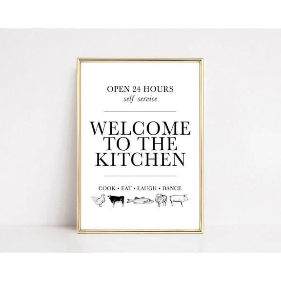 Minimalist Kitchen Typography Wall Art Modern Home Decor, Unframed Canvas Size 24x36