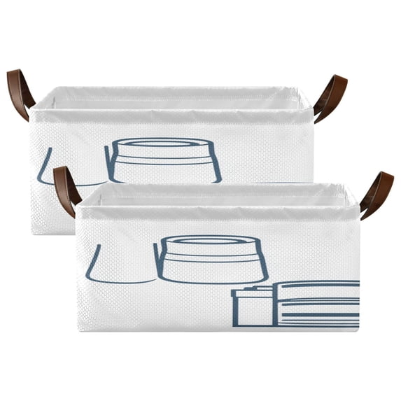 Minimalist Kitchen Utensils Shelf Baskets Set of 2 Foldable Metal Frame Open Storage Bins 16.9x11.4x7.7in Large Capacity