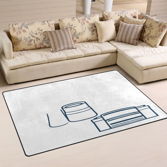 Minimalist Kitchen Utensils Soft Polyester Area Rug 31''x20'', Non Slip, Memory Foam, Water Absorbent