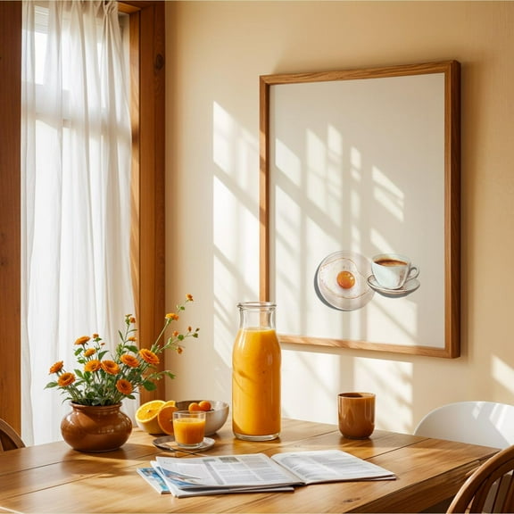 Minimalist Kitchen Wall Art,Coffee And Eggs Breakfast Nook Print,Retro Trendy Kitchen Wall Decor,Home Coffee Bar Print Wall Art, Modern Wall Decor, 8x12 UNFRAMED