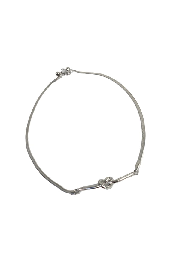 Minimalist Knot Design Snake Chain Necklace In Steel Clavicle Chain For Women And Men 45cm