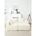 thumbnail image 1 of Minimalist L-shape With Deep Seats In White - Fabric For Living Room Modern Sectional Right Chaise And Love, 1 of 6