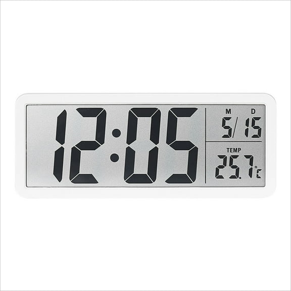 Minimalist LCD Wall Clock - Digital Clock with Temperature Display for Living Room/Bedroom, Silent Night Light, Battery Powered (Not Included), Modern Home Decor