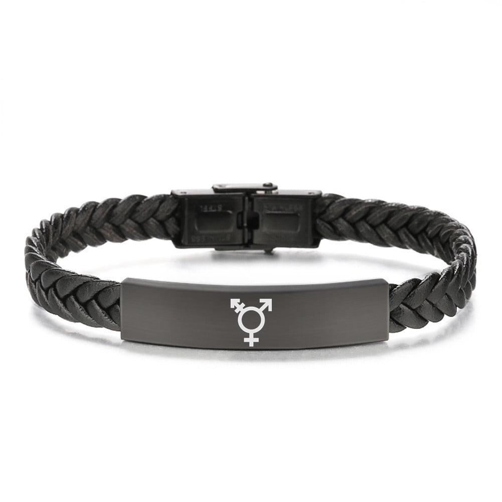 Minimalist LGBTQ Leather Bracelet - Transgender Symbol