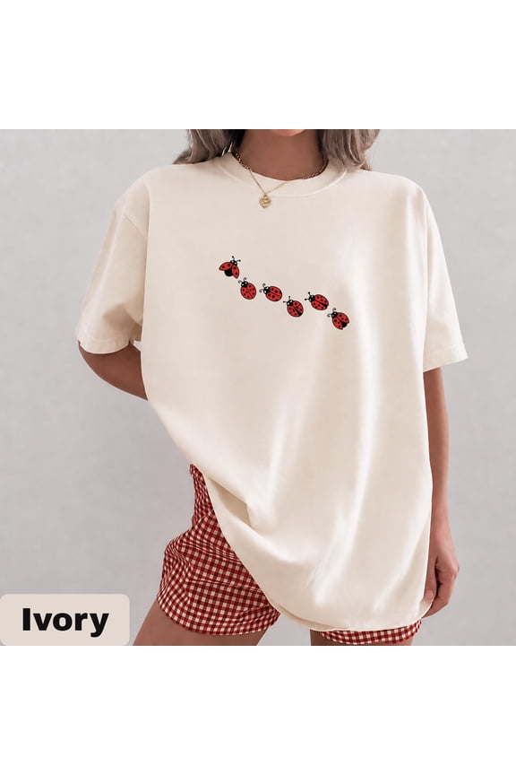 Minimalist Ladybug T-Shirt, Lucky Lady Bug Graphic Tee, Cute Nature Inspired Shirt, Red Beetle Insect Apparel, Gift for Gardeners