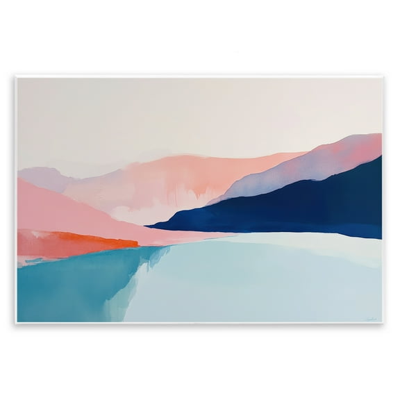 Stupell Industries Minimalist Landscape Blue and Pink Wall Plaque Art, design by Petal Prints Design