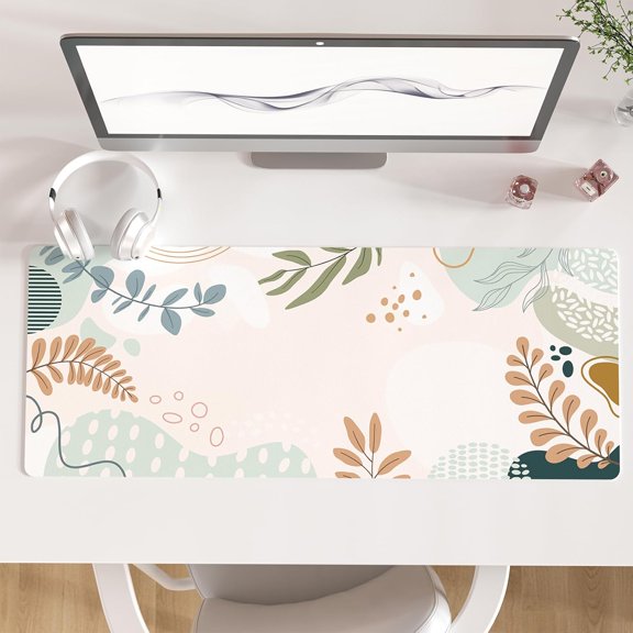 Minimalist Large Mouse Pad, Abstract Botanical Waterproof Desk Mat, Boho Computer Gaming Mouse Pad, XL Full Desk Mousepad Non Slip Writing Pad for School Office Home 31.5" x 11.8"
