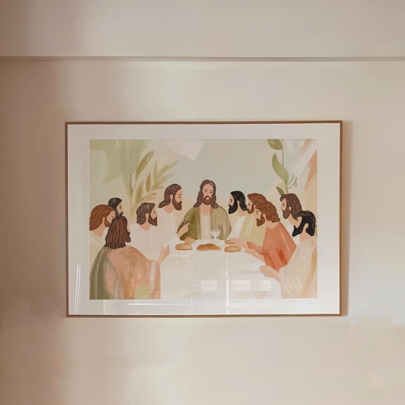 Minimalist Last Supper Art Print: Renaissance Christian Decor Warm Present Vintage UNFRAMED Poster Size 12x18