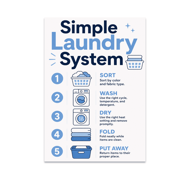 Minimalist Laundry Guide - Home Organizer - 13x19 Poster Print