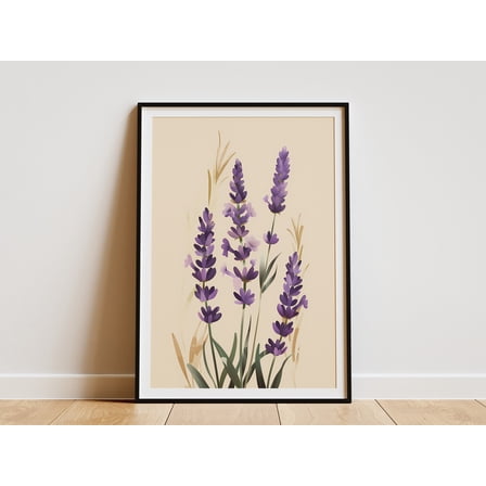 Minimalist Lavender Poster Print Botanical Art Purple Flower Wall Decor Home Decor Living Room Bedroom Decor - Poster Unframed