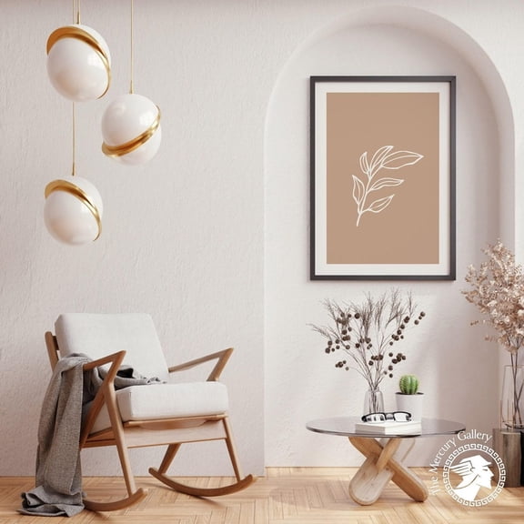 Minimalist Leaf Line Art Boho Neutral Home Decor