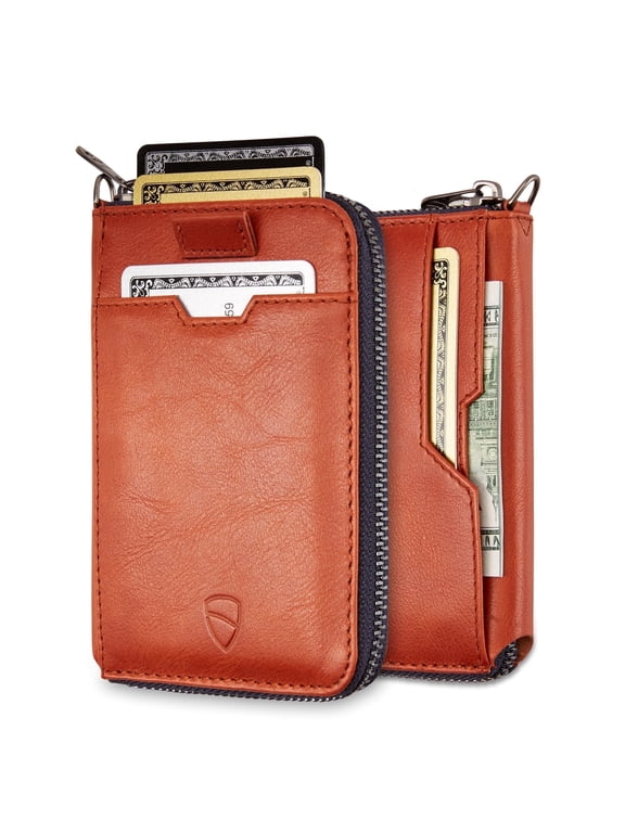 Notting Hill RFID-Blocking Leather Zipper Wallet, Cognac