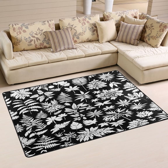 Minimalist Leaves Pattern Design Soft Polyester Area Rug 31''x20'', Non Slip, Memory Foam, Water Absorbent