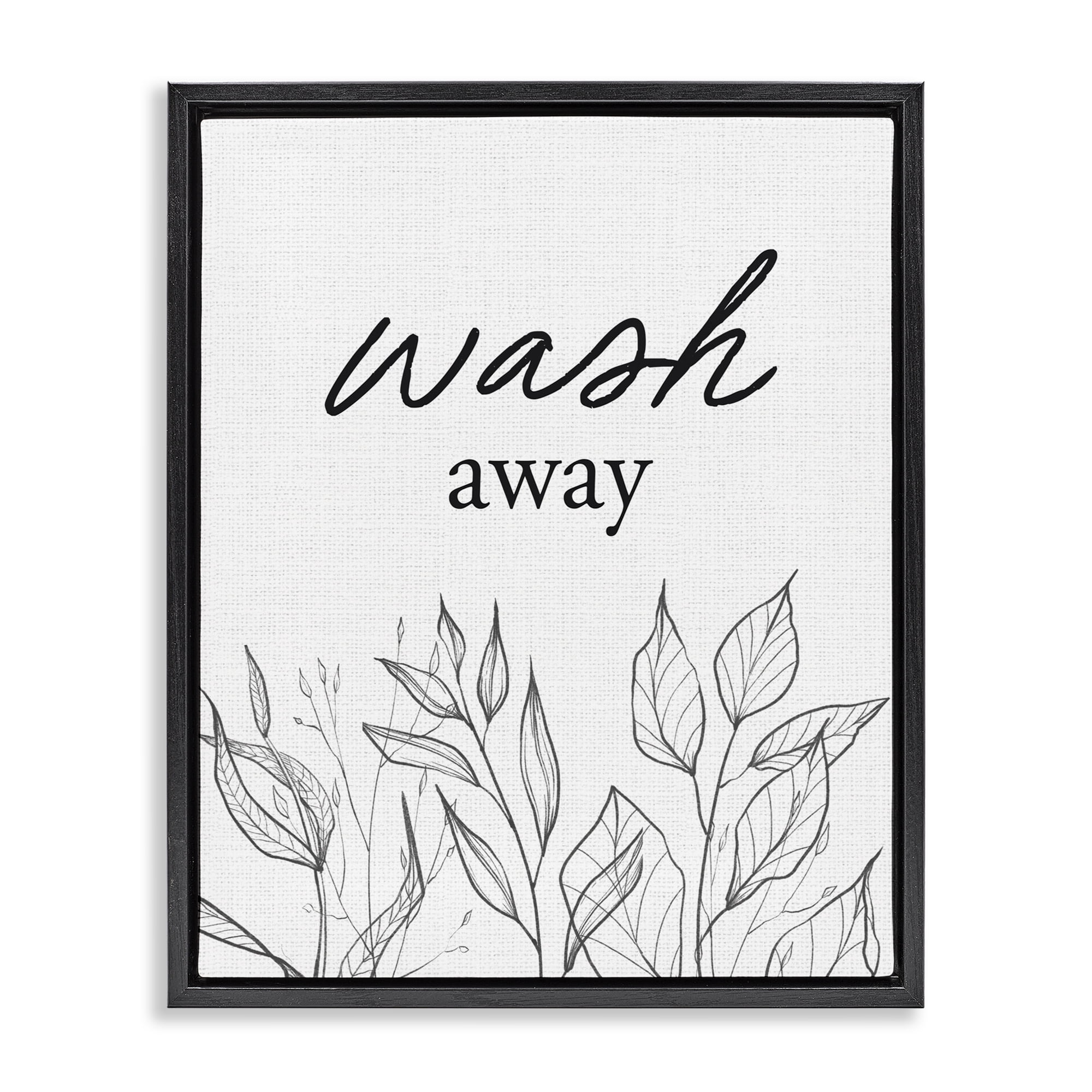Minimalist Leaves Wash Away Black Framed Floater Canvas Wall Art, design by Lettered and Lined